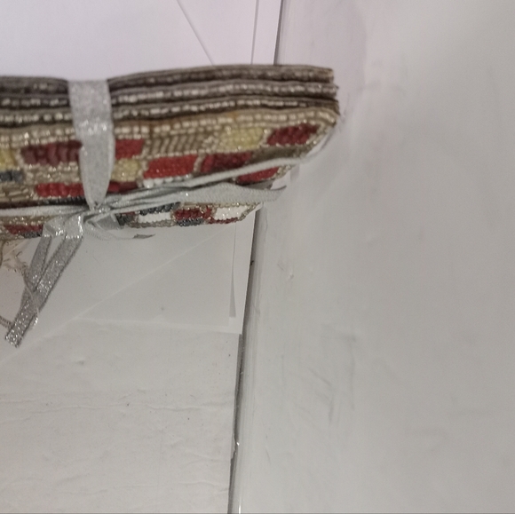 Sudha Set if 4 Handmade Beaded Coasters Checkered cloth back. New - Picture 5 of 5